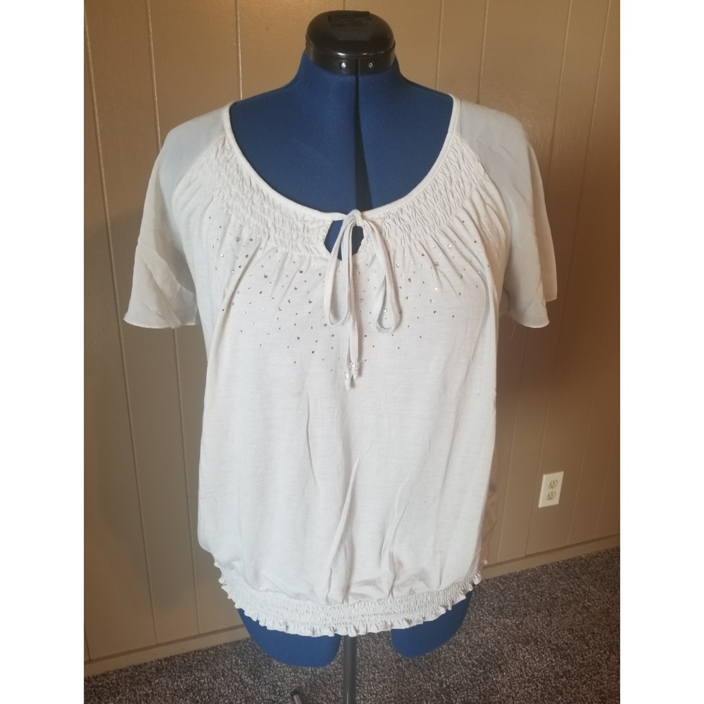 White Blouse with Elastic Waist